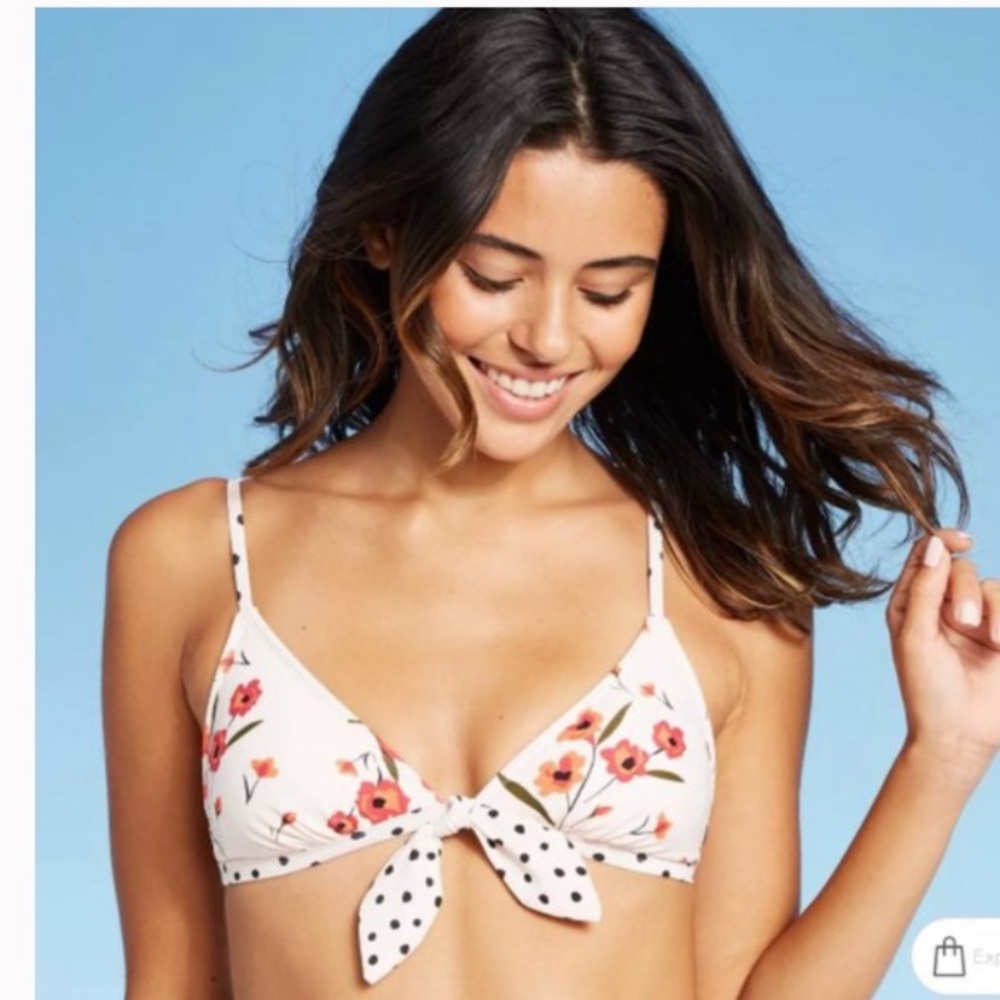 ✨ Xhilaration Floral Tie-Front Bikini Top – Cute & Feminine! ✨